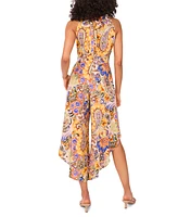 Msk Women's Printed Halter Asymmetrical-Hem Jumpsuit