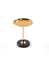 Adjustable Marble Side Table: Gold & White