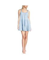 Lands' End Women's Long Cotton Gauze Metallic Tiered Mini Cover-up Dress