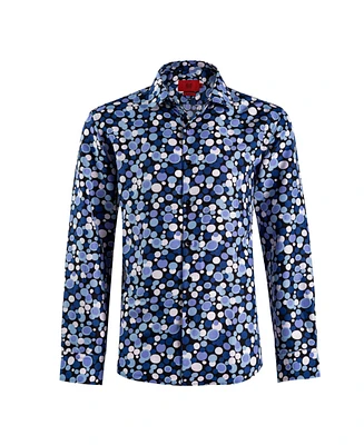 Elie Balleh Big Boys Black Slim Fit Dotted Dress Shirt