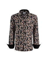 Elie Balleh Big Boys Black Paisley Sport Slim Fit Shirt