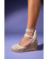 Lions Mesh Leather Wedge Espadrilles Sandal (Women)