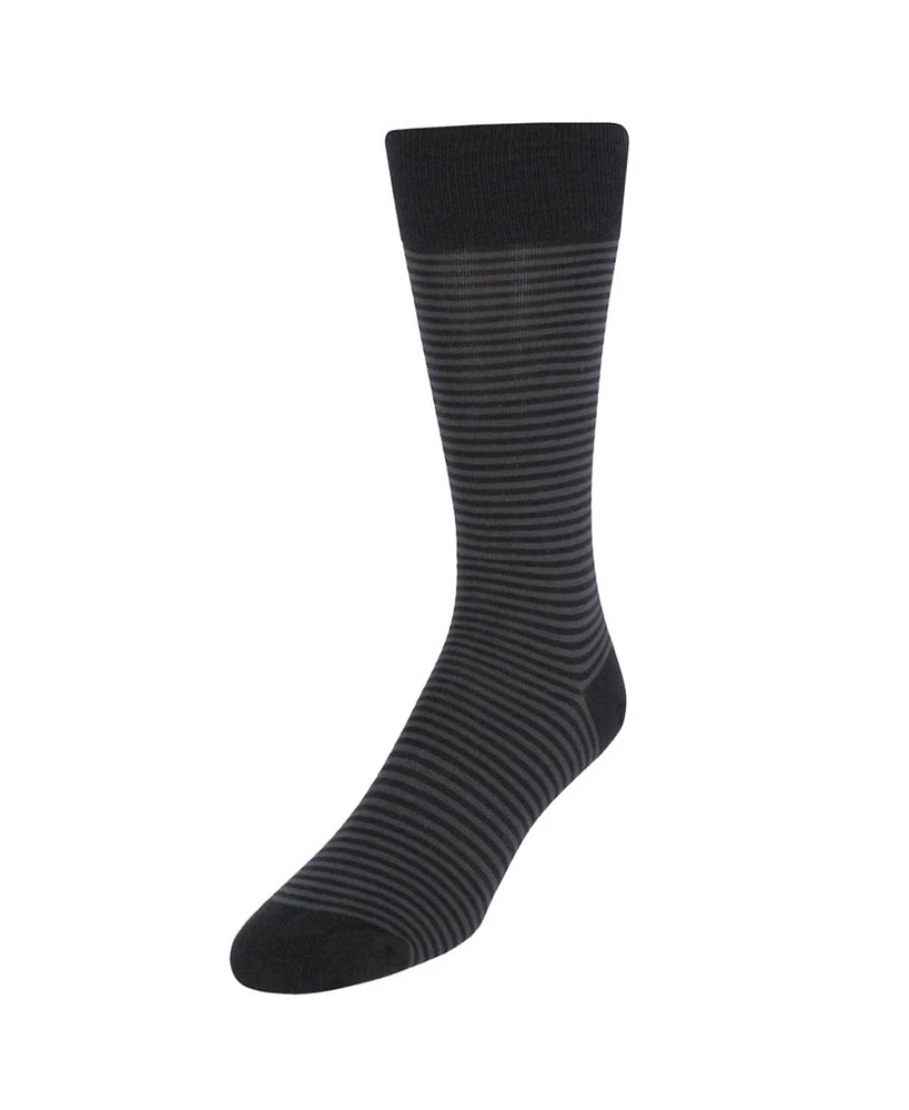 Trafalgar Men's Carvel Striped Pattern Mid-Calf Pima Cotton Socks (1 Pair)