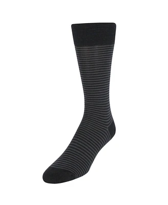 Trafalgar Men's Carvel Striped Pattern Mid-Calf Pima Cotton Socks (1 Pair)