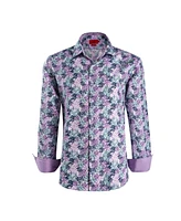 Elie Balleh Big Boys Purple Slim Fit Floral Sport Button-Down Shirt