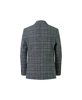 Elie Balleh Boys Black Slim Fit Windowpane Blazers Sports Coat Jacket