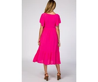 Pinkblush Maternity Fuchsia Smocked Ruffle Dress