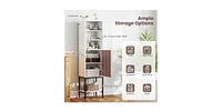 57 Inch Bathroom Tall Cabinet with 1 Door and 4 Shelves Narrow Storage Unit with Adjustable Shelves