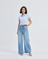 Reistor Women's Oversized Crop Shirt Classic Stripes