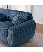 84" Blue Corduroy Sofa Couch