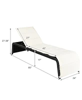 Gymax Adjustable Rattan Recliner Chaise Lounge Chair w/ Cushion Outdoor Patio