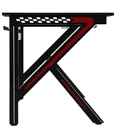 K-Shaped Gaming Desk with Cup Holder Headphone