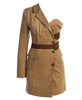 Jluxlabel Women's One Shoulder Suede Blazer Dress