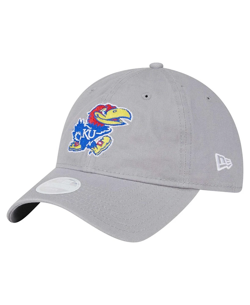 New Era Women's Gray Kansas Jayhawks Logo 9TWENTY Adjustable Hat