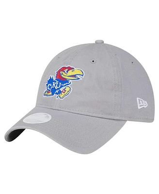 New Era Women's Gray Kansas Jayhawks Logo 9TWENTY Adjustable Hat