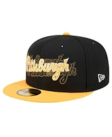 New Era Men's Black Pittsburgh Pirates Shadow Stitch 59FIFTY Fitted Hat