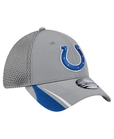 New Era Men's Gray Indianapolis Colts Game Day Linear 39THIRTY Flex Hat