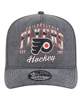 New Era Men's Charcoal Philadelphia Flyers Throwback Washed A-Frame Pre-Curved 9FIFTY Snapback Hat