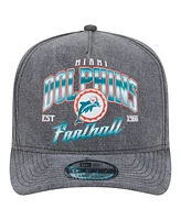 New Era Men's Black Miami Dolphins Throwback Washed A-Frame 9FIFTY Snapback Hat