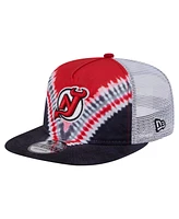 New Era Men's Black/Red New Jersey Devils Throwback V-Dye Adjustable Golfer Hat