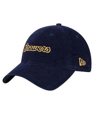 New Era Women's Navy Milwaukee Brewers Corduroy 9TWENTY Adjustable Hat