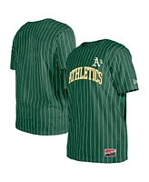New Era Men's Green Athletics Throwback Pinstripe T-Shirt