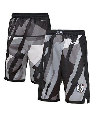 Nike Big Boys and Girls Black Brooklyn Nets 2024/25 City Edition Swingman Performance Shorts