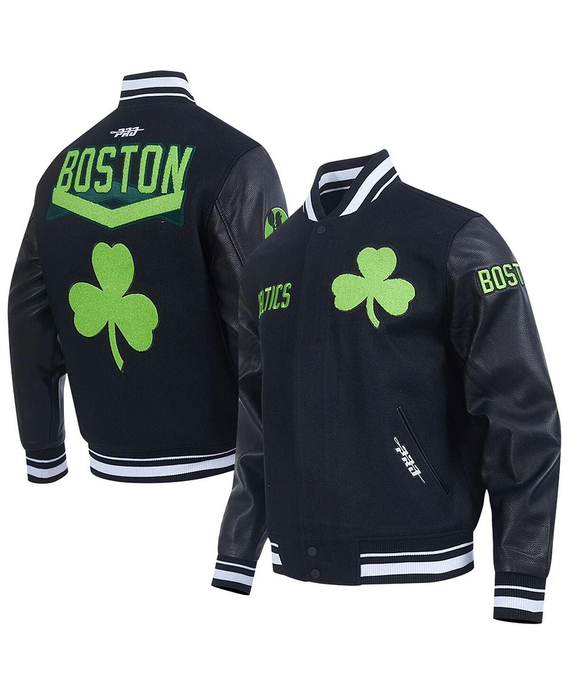 Pro Standard Men's Black Boston Celtics 2024/25 City Edition Wool Varsity Full-Zip Jacket