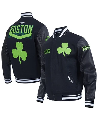 Pro Standard Men's Black Boston Celtics 2024/25 City Edition Wool Varsity Full-Zip Jacket