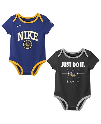 Nike Baby Boys and Girls Royal/Black Golden State Warriors Just Do It 2-Pack Bodysuit Set