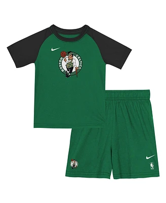 Nike Big Boys and Girls 2-Piece Kelly Green Boston Celtics Practice T-Shirt Shorts Set