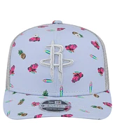 New Era Men's Light Blue/Gray Houston Rockets Adventure Aloha Pattern 9SEVENTY Stretch-Snap Hat