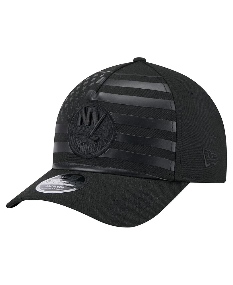 New Era Men's Black New York Islanders Game Day Stealth Flag 9FORTY A-Frame Adjustable Hat