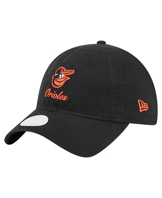New Era Women's Black Baltimore Orioles Preppy Team 9TWENTY Adjustable Hat