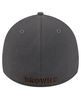 New Era Men's Graphite Cleveland Browns Throwback Logo Main 39THIRTY Flex Hat