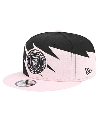New Era Men's Black/Light Pink Inter Miami Cf Jagged 9FIFTY Snapback Hat