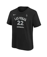 Nike Big Boys and Girls A'ja Wilson Black Las Vegas Aces Explorer Edition Name Number T-Shirt