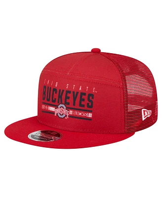 New Era Men's Scarlet Ohio State Buckeyes Split Panel 9FIFTY Snapback Trucker Hat