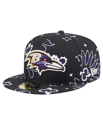 New Era Men's Black Baltimore Ravens Paisley 59FIFTY Fitted Hat