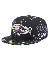 New Era Men's Black Baltimore Ravens Paisley 59FIFTY Fitted Hat