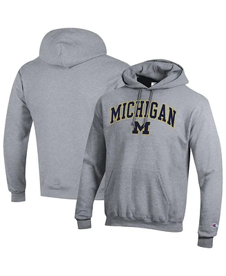 Champion Men's Heather Gray Michigan Wolverines Arch Over Logo Pullover Hoodie