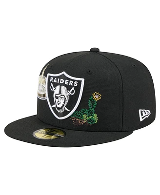 New Era Men's Black Las Vegas Raiders State Stitch 59FIFTY Fitted Hat