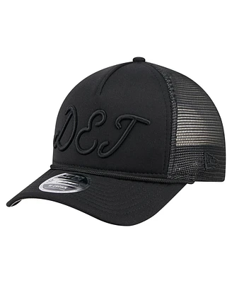 New Era Men's Black Detroit Tigers City Initial 9FORTY A-Frame M-Crown Adjustable Trucker Hat