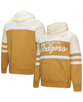 Mitchell & Ness Men's Tan/Cream Los Angeles Dodgers Head Coach Pullover Hoodie