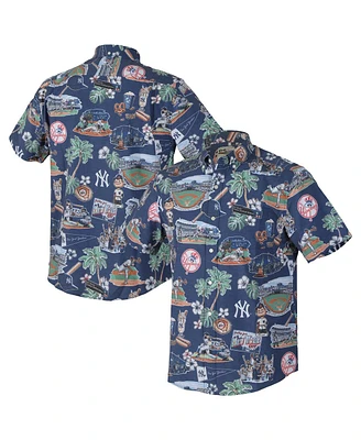 Reyn Spooner Men's Navy New York Yankees Scenic Tri-Blend Button-Down Shirt