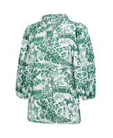 Smith & Quinn Women's White/Green Kentucky Derby Eliza V-Neck Top