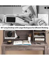 48 Inch Writing Computer Desk with Anti-Tipping Kits and Cable Management Hole