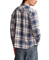 Lucky Brand Men's Indigo Plaid Mesa Western Long Sleeve Shirt