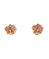 Pre-Owned Cartier Small Caresse D'Orchidees Stud Earrings 18K Rose Gold with Pink Sapphires and Diamonds