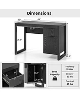 Modern Computer Desk Writing Workstation with Cabinet and Drawer